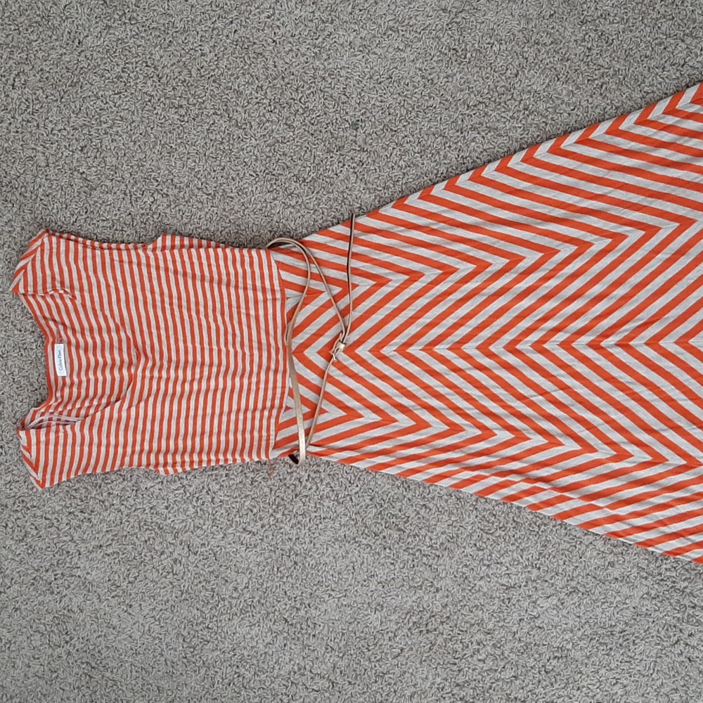 Stripe Knit Calvin Klein Long Dress